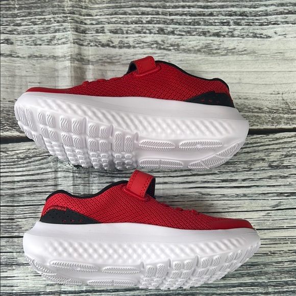 Under Armour Kids UA BPS Surge 4 AC Sneakers - Red/White (Size 12K) - Picture 7 of 11